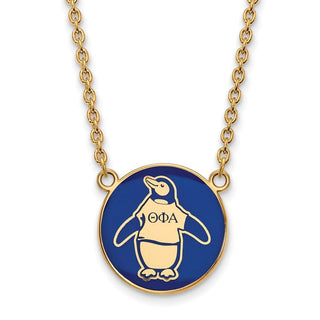 Sterling Silver Gold-plated LogoArt Theta Phi Alpha Sorority Symbol Large Color Enamel Pendant 18 inch Necklace GP043TPA-18