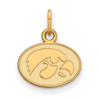 14k Gold LogoArt University of Iowa Hawk Extra Small Oval Pendant