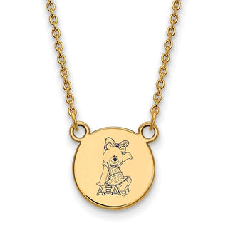 Sterling Silver Gold-plated LogoArt Alpha Xi Delta Sorority Symbol Small Color Enamel Pendant 18 inch Necklace GP044AXD-18