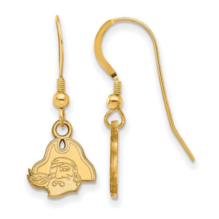 Sterling Silver Gold-plated LogoArt East Carolina University Pirate Extra Small Dangle Wire Earrings GP044ECU