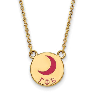 Sterling Silver Gold-plated LogoArt Gamma Phi Beta Sorority Symbol Small Color Enamel Pendant 18 inch Necklace GP044GPB-18