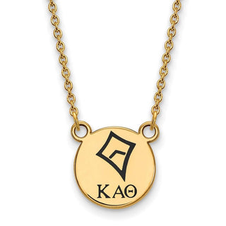 Sterling Silver Gold-plated LogoArt Kappa Alpha Theta Sorority Symbol Small Color Enamel Pendant 18 inch Necklace GP044KAT-18