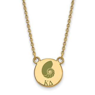 Sterling Silver Gold-plated LogoArt Kappa Delta Sorority Symbol Small Color Enamel Pendant 18 inch Necklace GP044KD-18