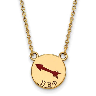 Sterling Silver Gold-plated LogoArt Pi Beta Phi Sorority Symbol Small Color Enamel Pendant 18 inch Necklace GP044PBP-18