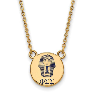 Sterling Silver Gold-plated LogoArt Phi Sigma Sigma Sorority Symbol Small Color Enamel Pendant 18 inch Necklace GP044PSS-18