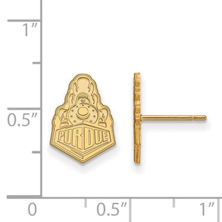 Sterling Silver Gold-plated LogoArt Purdue University Boilermakers Train Logo Small Post Earrings
