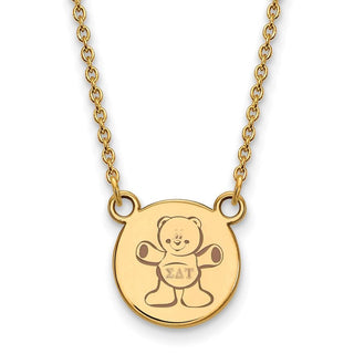 Sterling Silver Gold-plated LogoArt Sigma Delta Tau Sorority Symbol Small Color Enamel Pendant 18 inch Necklace GP044SDT-18