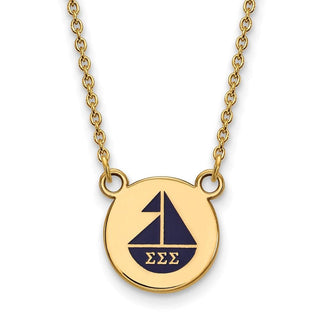 Sterling Silver Gold-plated LogoArt Sigma Sigma Sigma Sorority Symbol Small Color Enamel Pendant 18 inch Necklace GP044SSS-18