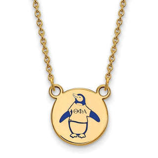 Sterling Silver Gold-plated LogoArt Theta Phi Alpha Sorority Symbol Small Color Enamel Pendant 18 inch Necklace GP044TPA-18