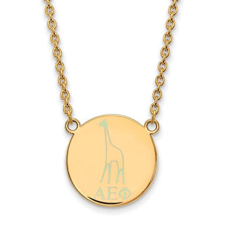 Sterling Silver Gold-plated LogoArt Alpha Epsilon Phi Sorority Symbol Large Color Enamel Pendant 18 inch Necklace