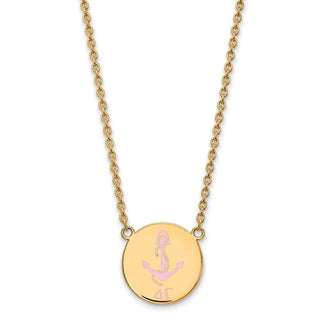 Sterling Silver Gold-plated LogoArt Delta Gamma Sorority Symbol Large Color Enamel Pendant 18 inch Necklace GP045DG-18
