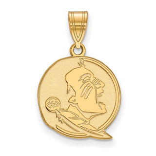 Sterling Silver Gold-plated LogoArt Florida State University Seminole Medium Pendant