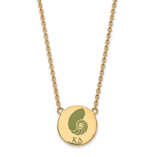 Sterling Silver Gold-plated LogoArt Kappa Delta Sorority Symbol Large Color Enamel Pendant 18 inch Necklace GP045KD-18