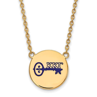 Sterling Silver Gold-plated LogoArt Kappa Kappa Gamma Sorority Symbol Large Color Enamel Pendant 18 inch Necklace GP045KKG-18