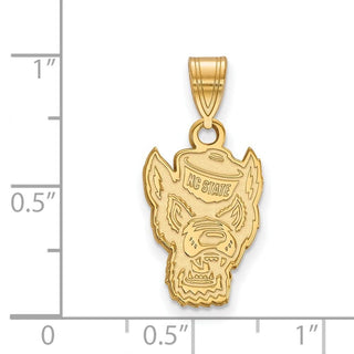 14k Gold LogoArt North Carolina State University Wolf Medium Pendant