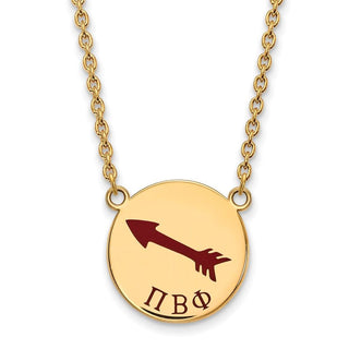 Sterling Silver Gold-plated LogoArt Pi Beta Phi Sorority Symbol Large Color Enamel Pendant 18 inch Necklace GP045PBP-18