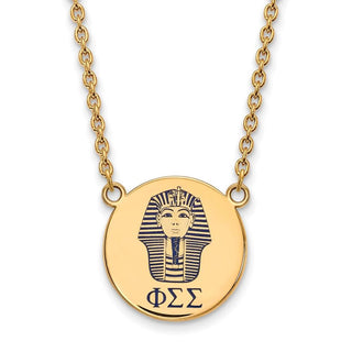 Sterling Silver Gold-plated LogoArt Phi Sigma Sigma Sorority Symbol Large Color Enamel Pendant 18 inch Necklace GP045PSS-18