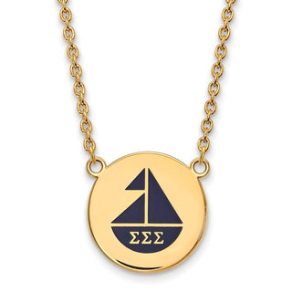 Sterling Silver Gold-plated LogoArt Sigma Sigma Sigma Sorority Symbol Large Color Enamel Pendant 18 inch Necklace GP045SSS-18