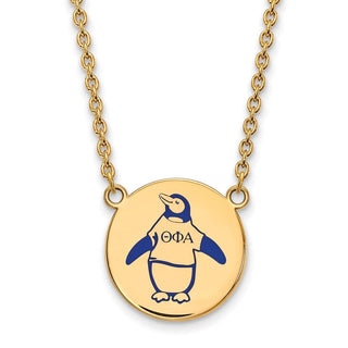 Sterling Silver Gold-plated LogoArt Theta Phi Alpha Sorority Symbol Large Color Enamel Pendant 18 inch Necklace GP045TPA-18