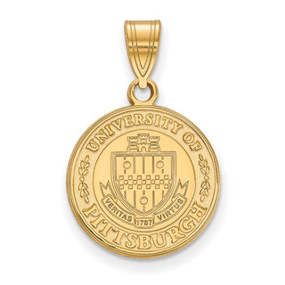 Sterling Silver Gold-plated LogoArt University of Pittsburgh Medium Crest Pendant