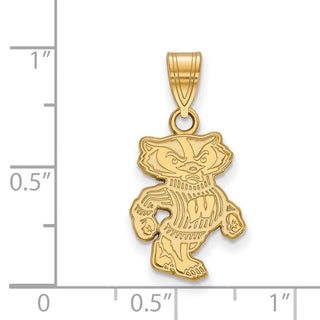 14k Gold LogoArt University of Wisconsin Badger Medium Pendant