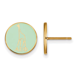 Sterling Silver Gold-plated LogoArt Alpha Epsilon Phi Sorority Symbol Color Enamel Post Earrings GP046AEP