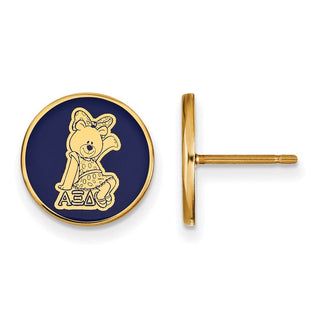 Sterling Silver Gold-plated LogoArt Alpha Xi Delta Sorority Symbol Color Enamel Post Earrings GP046AXD