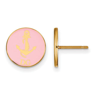 Sterling Silver Gold-plated LogoArt Delta Gamma Sorority Symbol Color Enamel Post Earrings GP046DG