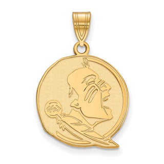 Sterling Silver Gold-plated LogoArt Florida State University Seminole Large Pendant