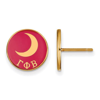 Sterling Silver Gold-plated LogoArt Gamma Phi Beta Sorority Symbol Color Enamel Post Earrings GP046GPB