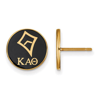 Sterling Silver Gold-plated LogoArt Kappa Alpha Theta Sorority Symbol Color Enamel Post Earrings GP046KAT