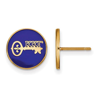 Sterling Silver Gold-plated LogoArt Kappa Kappa Gamma Sorority Symbol Color Enamel Post Earrings GP046KKG