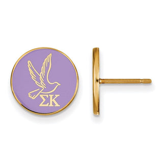 Sterling Silver Gold-plated LogoArt Sigma Kappa Sorority Symbol Color Enamel Post Earrings GP046SKP