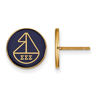 Sterling Silver Gold-plated LogoArt Sigma Sigma Sigma Sorority Symbol Color Enamel Post Earrings GP046SSS