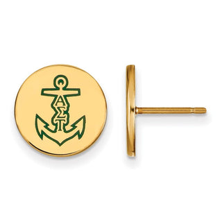 Sterling Silver Gold-plated LogoArt Alpha Sigma Tau Sorority Symbol Color Enamel Post Earrings GP047ALS