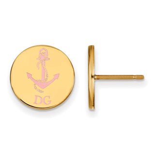 Sterling Silver Gold-plated LogoArt Delta Gamma Sorority Symbol Color Enamel Post Earrings GP047DG