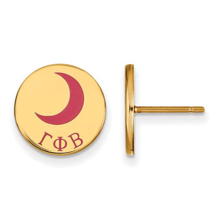 Sterling Silver Gold-plated LogoArt Gamma Phi Beta Sorority Symbol Color Enamel Post Earrings GP047GPB