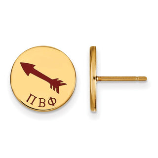 Sterling Silver Gold-plated LogoArt Pi Beta Phi Sorority Symbol Color Enamel Post Earrings GP047PBP