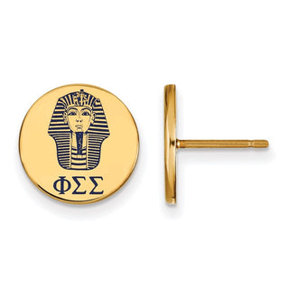 Sterling Silver Gold-plated LogoArt Phi Sigma Sigma Sorority Symbol Color Enamel Post Earrings GP047PSS
