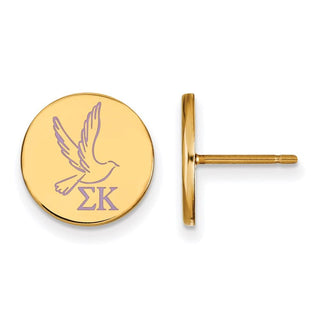 Sterling Silver Gold-plated LogoArt Sigma Kappa Sorority Symbol Color Enamel Post Earrings GP047SKP
