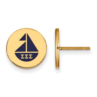 Sterling Silver Gold-plated LogoArt Sigma Sigma Sigma Sorority Symbol Color Enamel Post Earrings GP047SSS