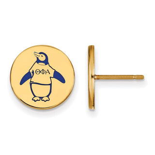 Sterling Silver Gold-plated LogoArt Theta Phi Alpha Sorority Symbol Color Enamel Post Earrings GP047TPA