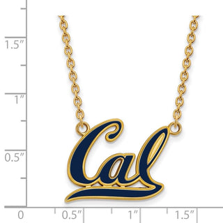 Sterling Silver Gold-plated LogoArt University of California Berkeley Large Enameled Pendant 18 inch Necklace