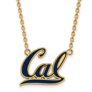 Sterling Silver Gold-plated LogoArt University of California Berkeley Large Enameled Pendant 18 inch Necklace