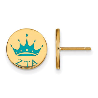 Sterling Silver Gold-plated LogoArt Zeta Tau Alpha Sorority Symbol Color Enamel Post Earrings GP047ZTA