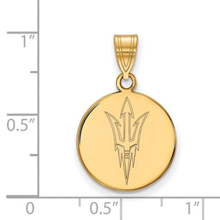 10k Gold LogoArt Arizona State University Pitchfork Medium Disc Pendant