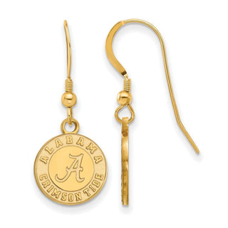 Sterling Silver Gold-plated LogoArt University of Alabama Crimson Tide Small Dangle Wire Earrings