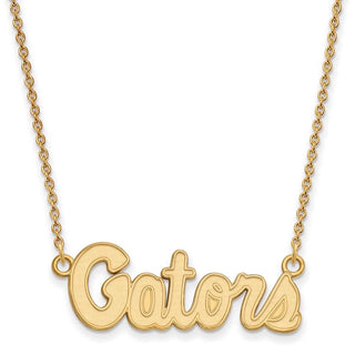 10k Gold LogoArt University of Florida Gators Script Small Pendant 18 inch Necklace