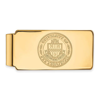 Sterling Silver Gold-plated LogoArt University of Pittsburgh Crest Money Clip
