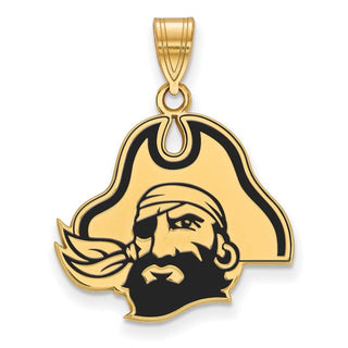 Sterling Silver Gold-plated LogoArt East Carolina University Pirate Large Enameled Pendant GP050ECU